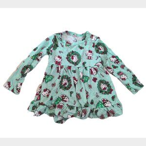 Posh Peanut Hello Kitty Wreath Long Sleeve Ruffled Bodysuit Dress Size 6-12 M